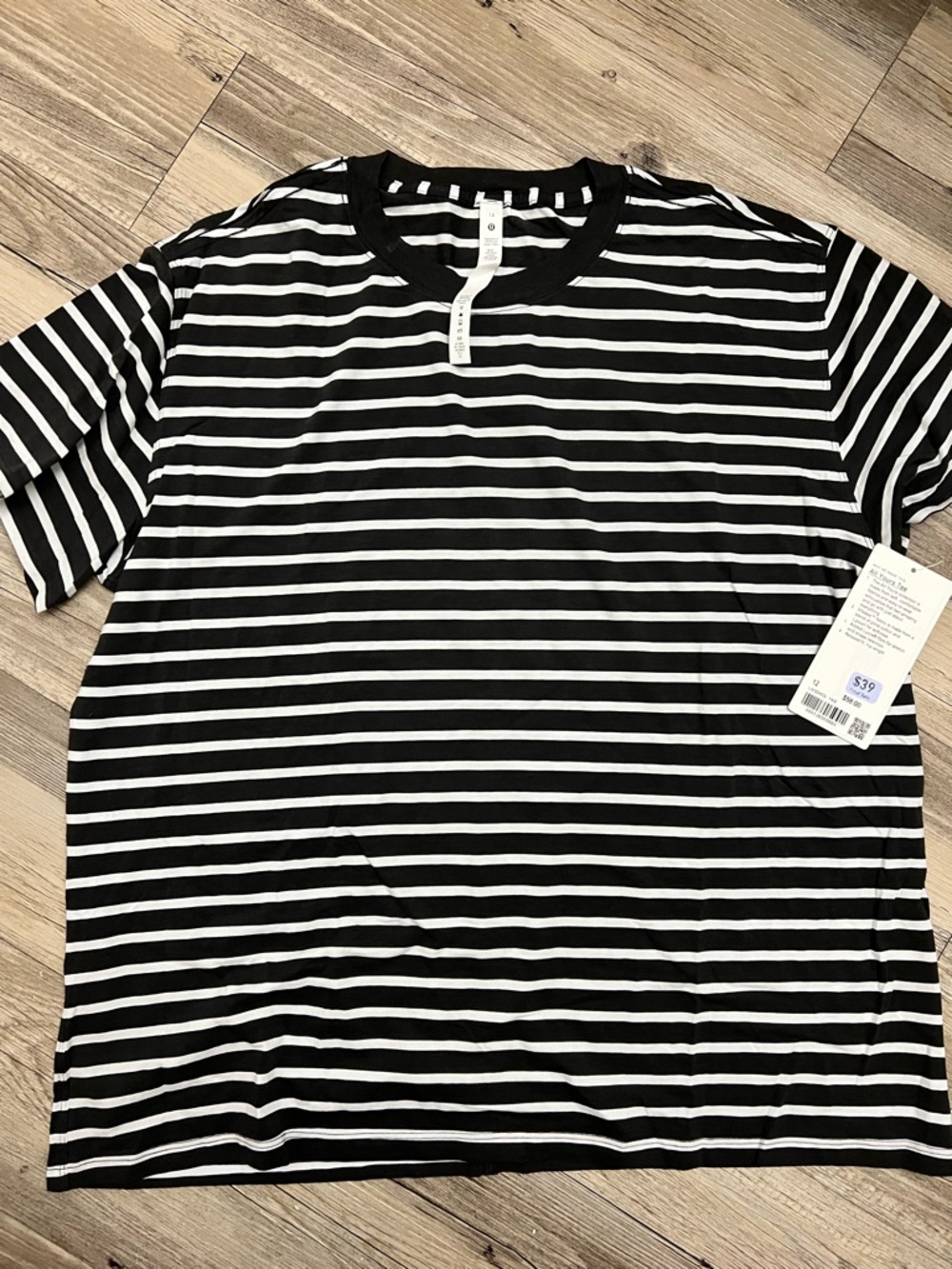 NWT lululemon athletica Black & White Striped All Yours Short Sleeve Tee